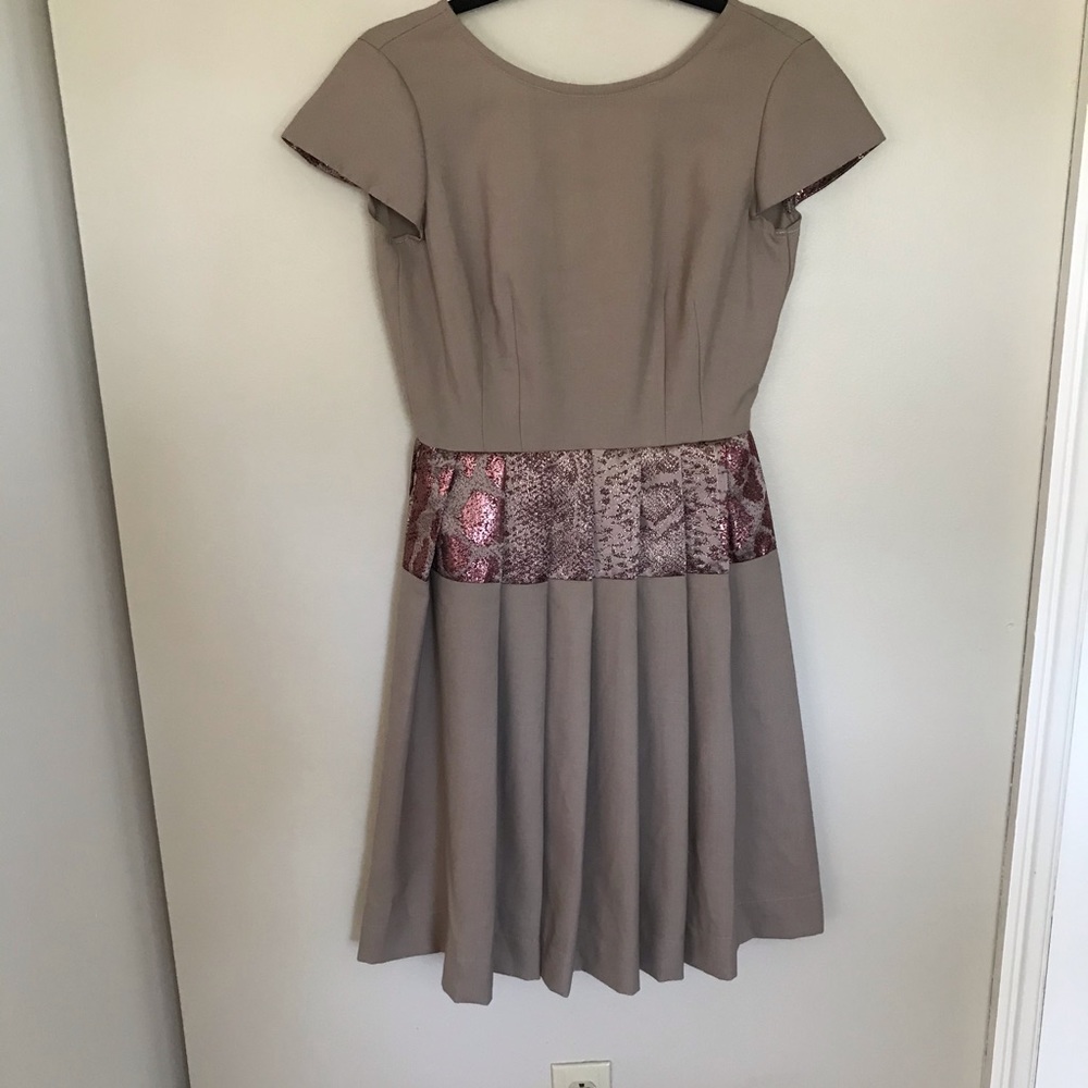 K. BROWER Deep V-Back Zip Pleated Dress